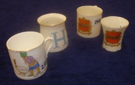 Three W H GOSS cups including train Sheldon crest. t/w nursery ware mug