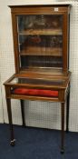 Small Edwardian display cabinet mahogany and inlaid, 59cm wide
