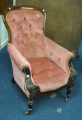 19th century carved rosewood Gentleman`s armchair