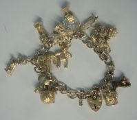 Silver charm bracelet, 59g