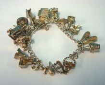 Silver charm bracelet, approx 53g
