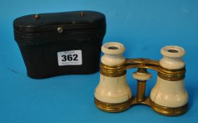 Pair of ivory and gilt opera glasses