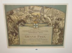 Of exploration interest, a French Grand Prix award dated 1906 to Captain Scott, 94cm x 107cm