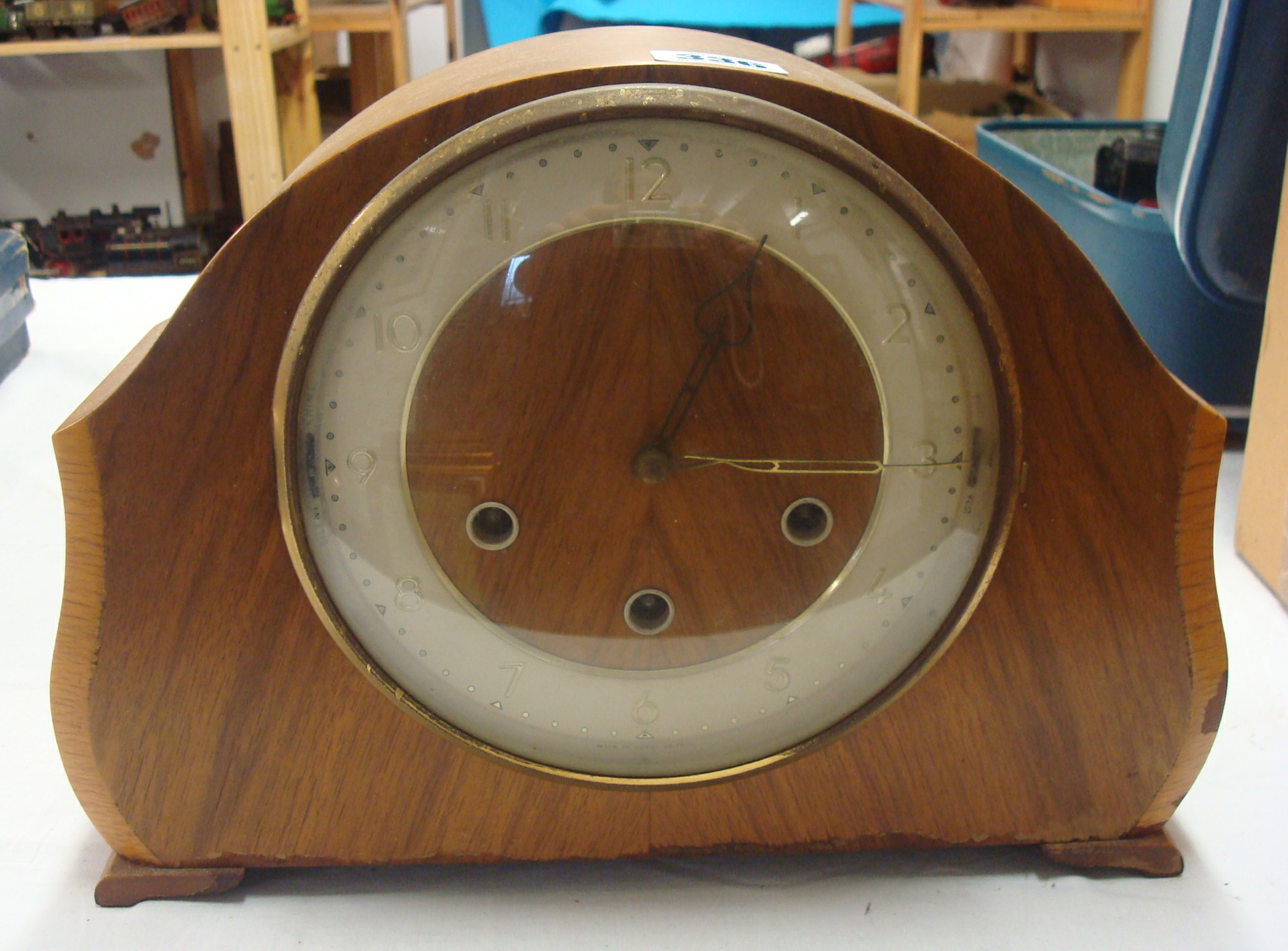 Oak cased eight day wall clock t/g two 1950s chiming clocks