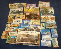 Collection of model kits mainly aircraft, including Matchbox, Revell and KP, approx 30 items