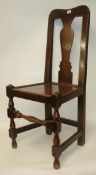 18th century English oak side chair with hard seat