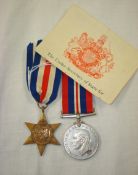 Pair WWII medals inc France/Germany star and defence medal plus letter