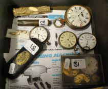 Various pocket watches, spectacles, ivory parasol handle etc