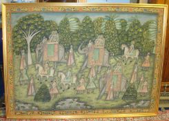 Modern large Indian cloth painting on board 117cm x 162cm