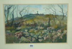 VINCENT WILSON watercolour `Cornish Landscape`, 30cm  x 40cm