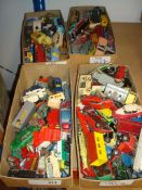 A quantity of playworn die cast models, mainly  Corgi but also Dinky (4 boxes)