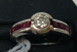 18ct diamond and ruby dress ring, size K