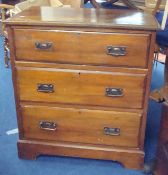 Edwardian walnut chest fitted with three drawers, 84cm wide, as found
