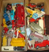 A quantity of playworn die cast models including Dinky Pullmore car transporter, other Dinky`s,