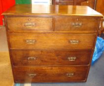 Oak chest fitted with 2 short and three long draws, 107cm wide, by A Gardner and Sons of Glasgow