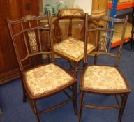 Pair Edwardian side chairs and a corner chair