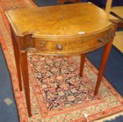 A burr walnut side table fitted with single drawer
