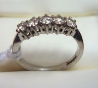 18ct white gold diamond five stone ring, size K