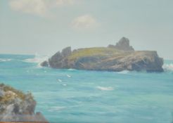 F.J. WIDGERY (1861-1942) A pair of coastal seascape gouache paintings, signed, 25.5cm x 35.5cm
