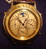 A Gents Gucci Chronograph moon phase wrist watch