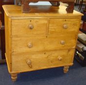 Small stripped pine chest fitted with four drawers, 87cm wide