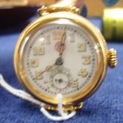 Roskop 18ct wrist watch with front screw dial and rolled gold bracelet