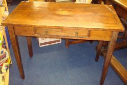 19th century mahogany side table with conch shell inlay on square legs, 97cm wide