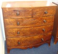 Early Victorian mahogany bow fronted chest fitted with five drawers
