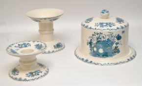Masons fruit basket patterned cheese dome and two ham stands inscribed `Made Specially for Harrods`
