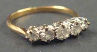 18ct diamond five stone ring, size N