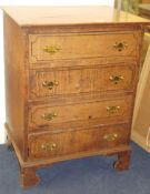 Small 19th century small mahogany chest of four drawers on bracket feet (possibly reconstructed),