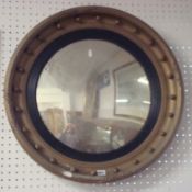 19th century circular convex mirror, 67cm diameter