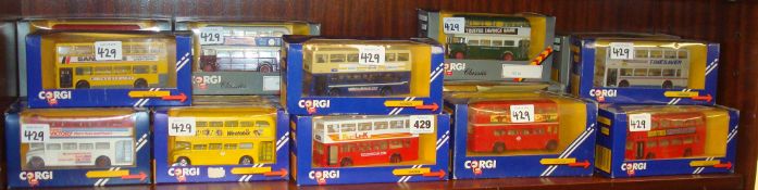 Collection of 24 Corgi double decker buses
