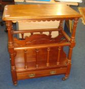 A late Victorian mahogany two tier Canterbury