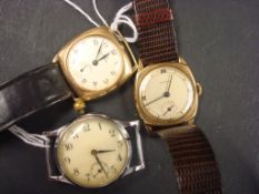 Gents Invicta gold watch together with Omega watch movement and another wristwatch