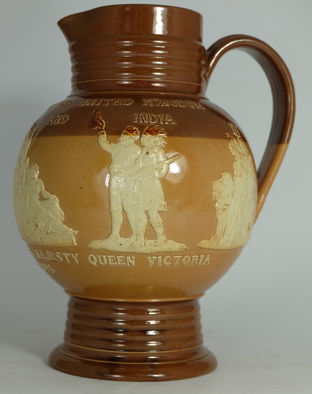 Royal Doulton Lambeth Stoneware Jug "Imperial Institute of the United Kingdom, The Colonies and