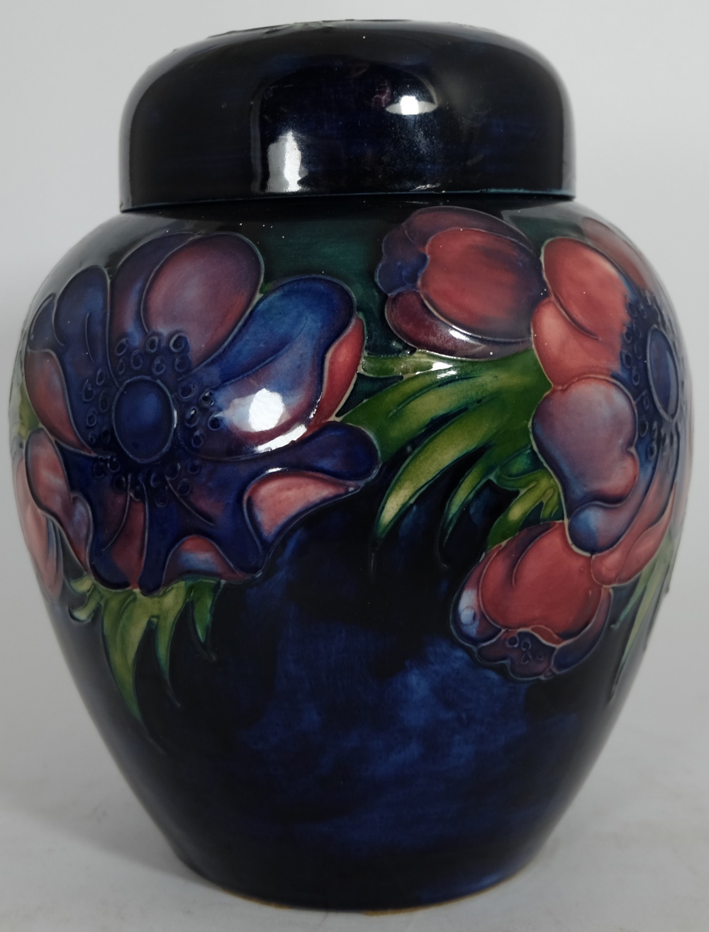 Moorcroft Ginger Jar & Cover decorated in the Anemone design signed Walter Moorcroft, height 21cm