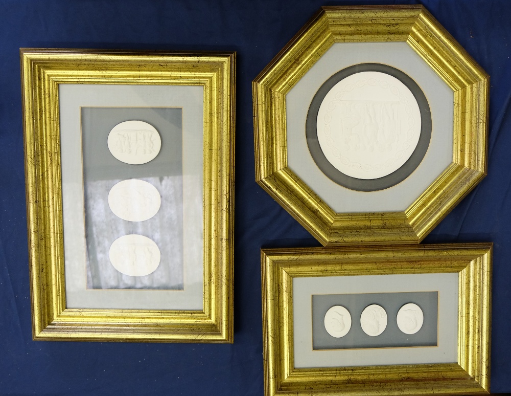 A collection of various Jasperware portraight miniature oval plaques in frames (7)