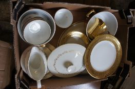 Tray containing 18 Pieces of Doulton Fairfax Dinner Ware & 16 Pieces of Royal Worcester Gilded
