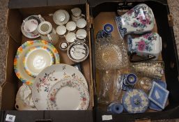 A collection of pottery to include Wedgwood trinket boxes, vases, candlesticks, Kellings jugs,