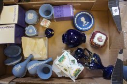 A collection of Wedgwood jasperware including vases, trinkets, dishes, Glassware etc , some boxed (