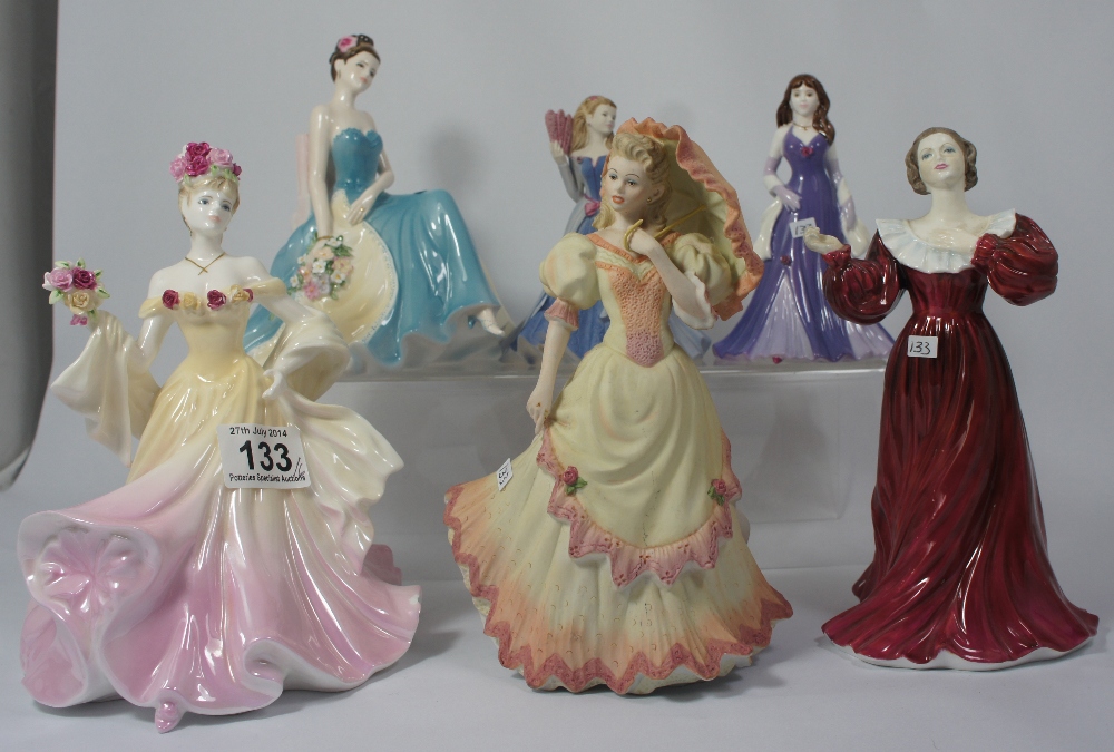 A collection of Coalport figures Montpelier Walk, Special Birthday (chipped) , Caroline, Kim,