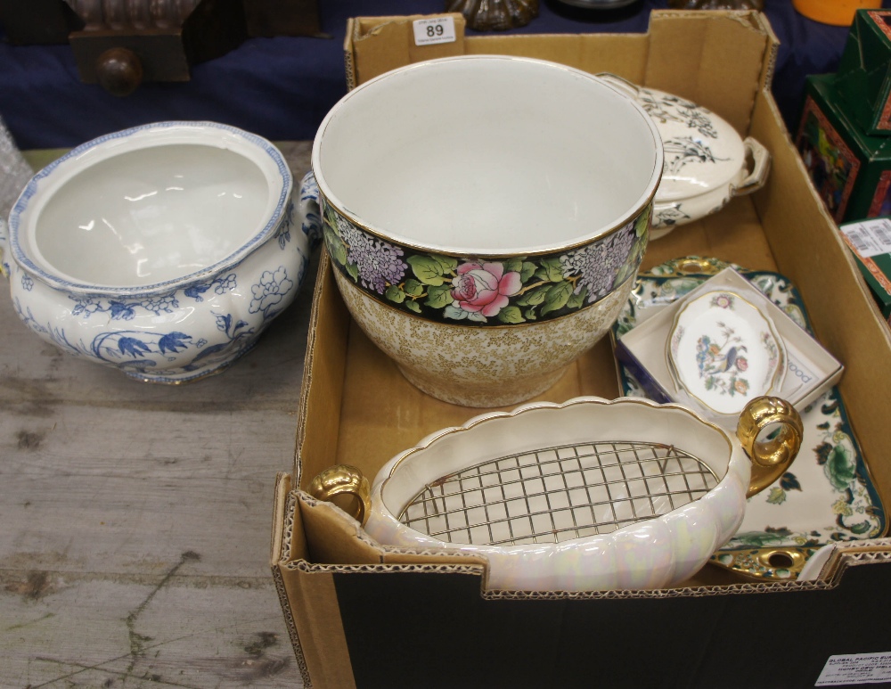 A collection of pottery to include a large Winton planter, Victorian tureen and cover, Mason's