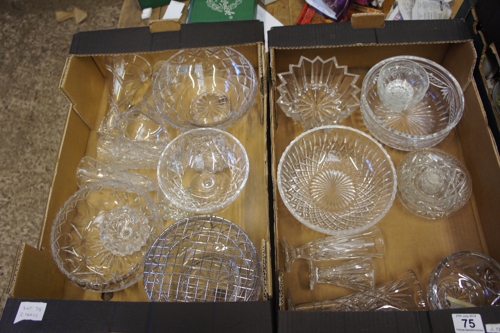 A collection of good quality glassware including cutglass bowls, vases, dishes etc (2 trays)