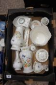 A collection of pottery to include Ainsley cottage garden, vases, clocks, trinket dishes, bells