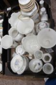 A collection of pottery to include Ainsley Celeste bowls, vases, candlesticks, Ainsley Pembroke