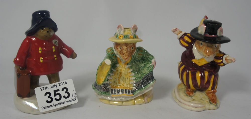 Royal Doulton brambly hedge figures, wilfred entertains DBH23, primrose entertains DBH22 (hand