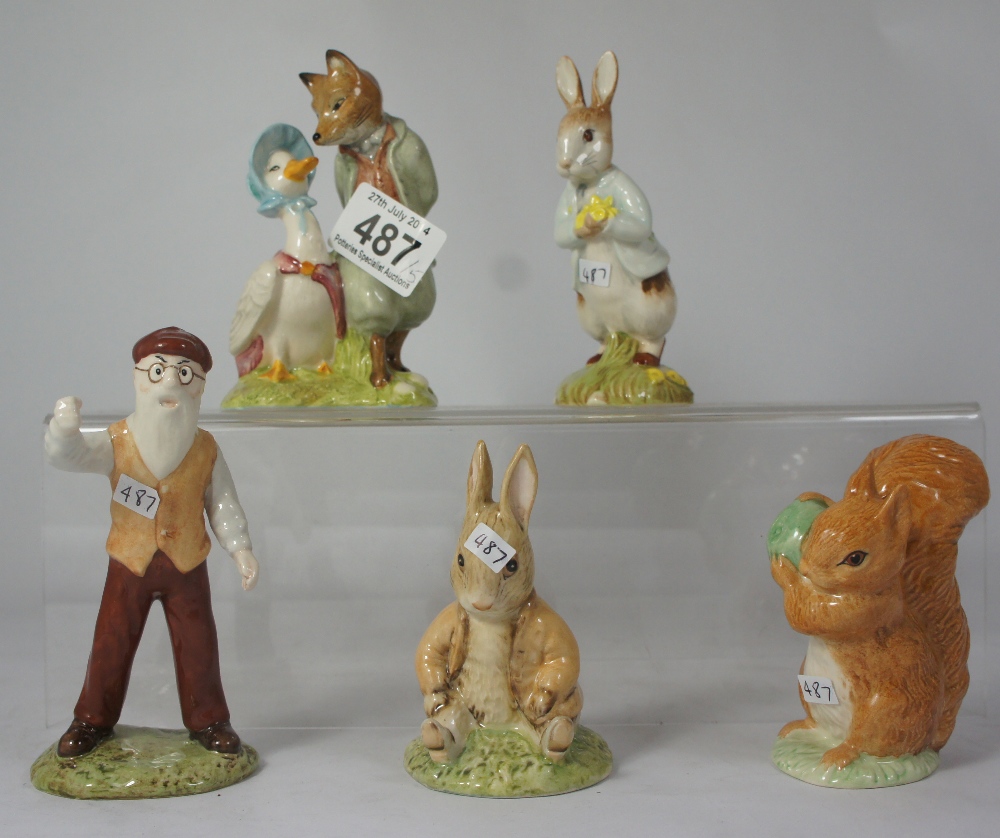 Royal Albert Beatrix Potter figures Mr McGregor, Benjamin Bunny Sat On A Bank, Jemima Puddleduck