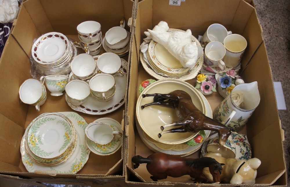 A collection of pottery to include Paragon Elegance tea set, Coalport Indian tree, commemorative