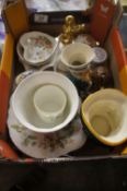 A collection of pottery to include Aynsley Cottage Garden ware, Character Jugs, Doulton cupids